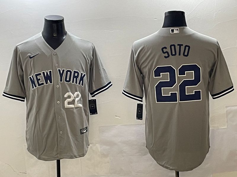 Men New York Yankees 22 Soto Grey Game 2025 Nike MLB Jersey style 2